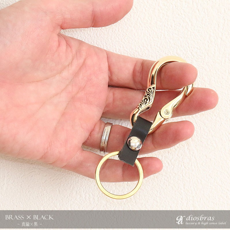 カラビナ キーリング キーホルダー 牛革 レザー 本革 シャックル