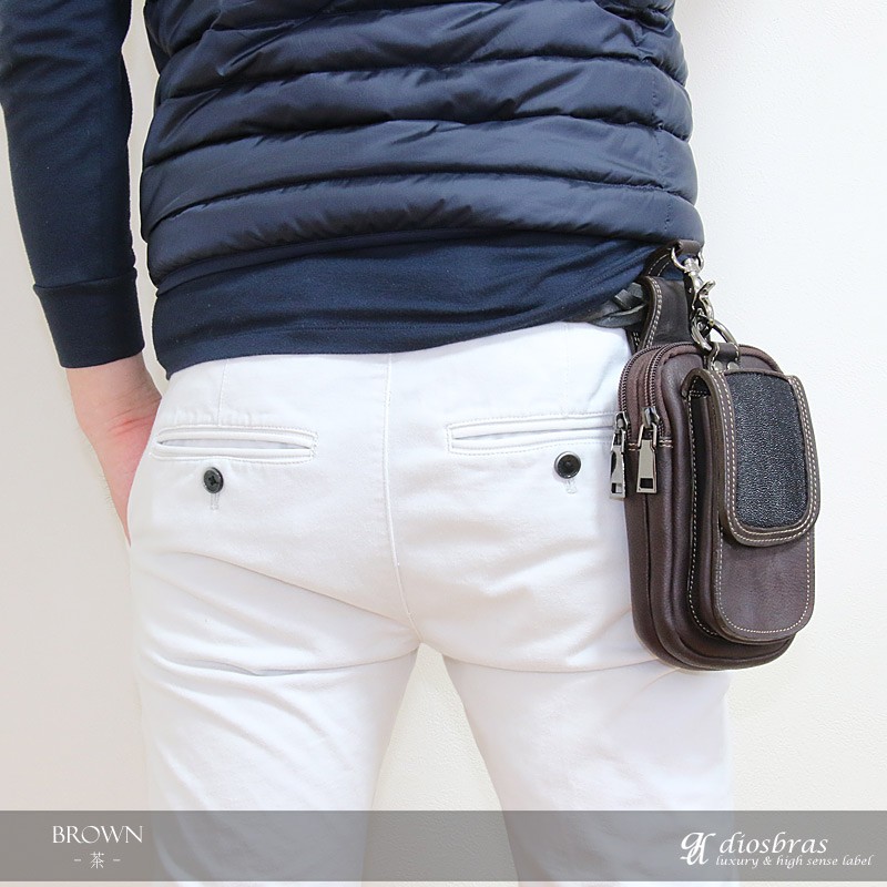 ウエストポーチ ベルトポーチ メンズ 本革 レザーウエストバッグ