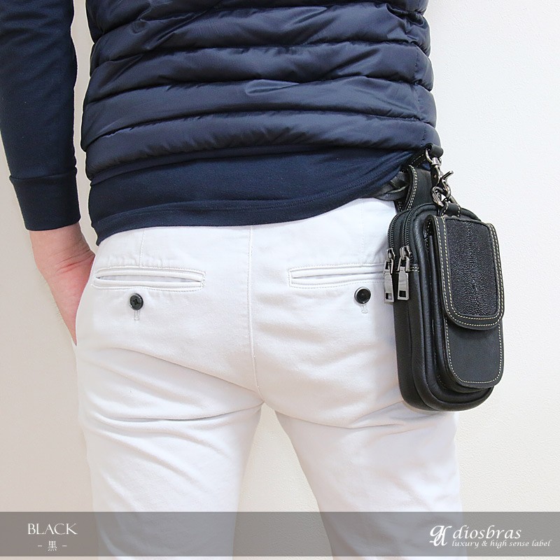 ウエストポーチ ベルトポーチ メンズ 本革 レザーウエストバッグ