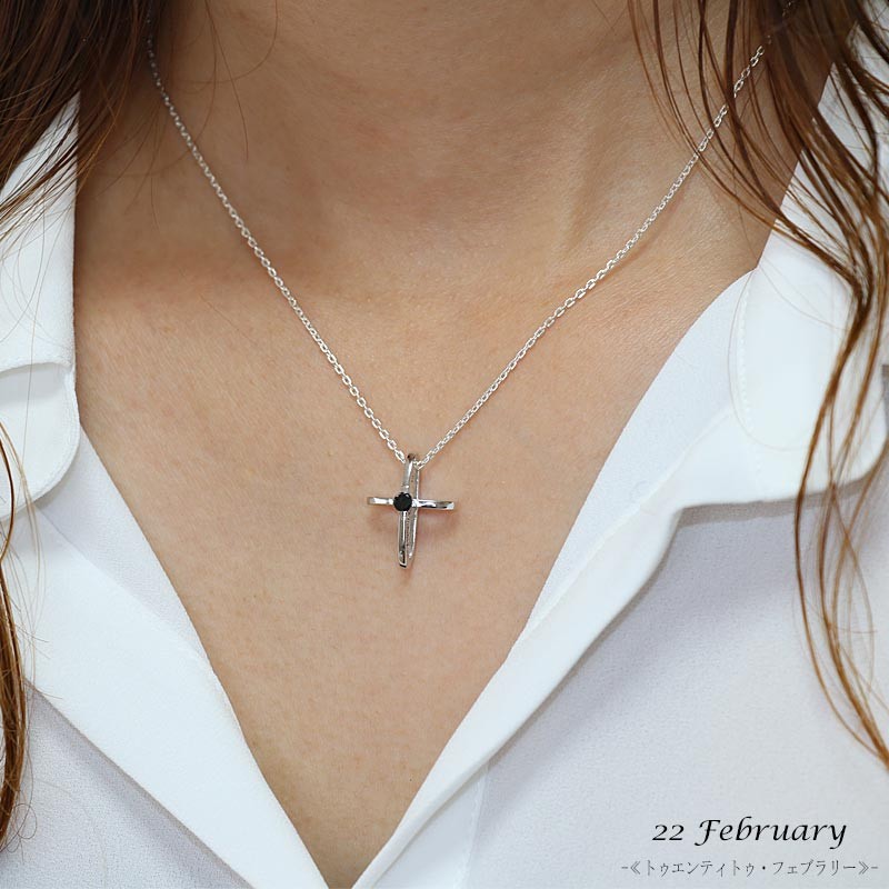 ペンダント ネックレス クロス ブラックダイヤモンド シルバー925
