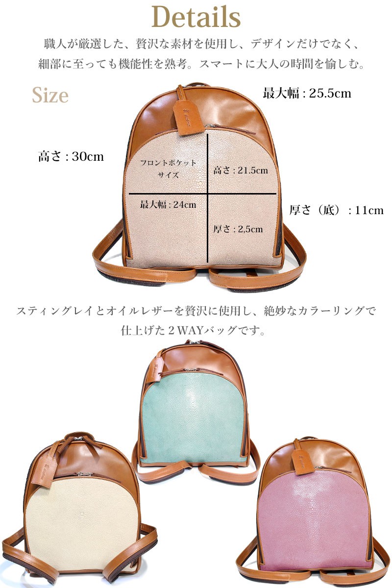 ガルーシャ スティングレイ エイ革 メンズ バックパック