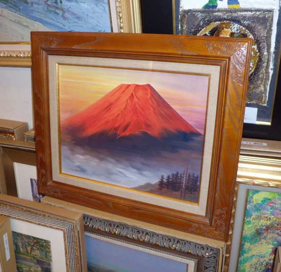 絵画シリーズNO3 油彩画 開運吉祥 富士山 森田浩二画伯「赤富士」6号肉筆美品 赤富士 森田浩二 絵画 6号油絵 インテリア 新築竣工開店
