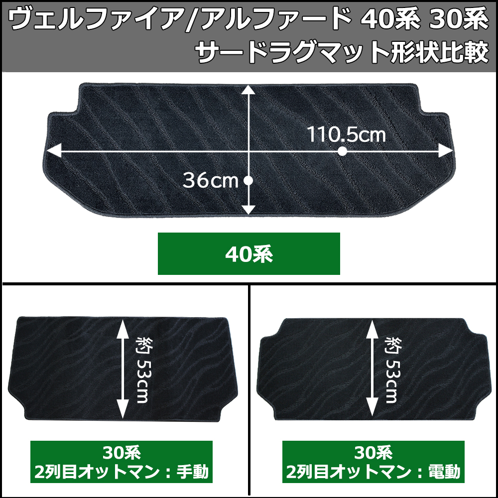 新型ヴェルファイア 現行アルファード 40系 30系  セカンド ＆ サード ラグマット ムートン調  二列目 三列目 フロアマット カーマット ミンク調 カー用品｜diplanning｜10