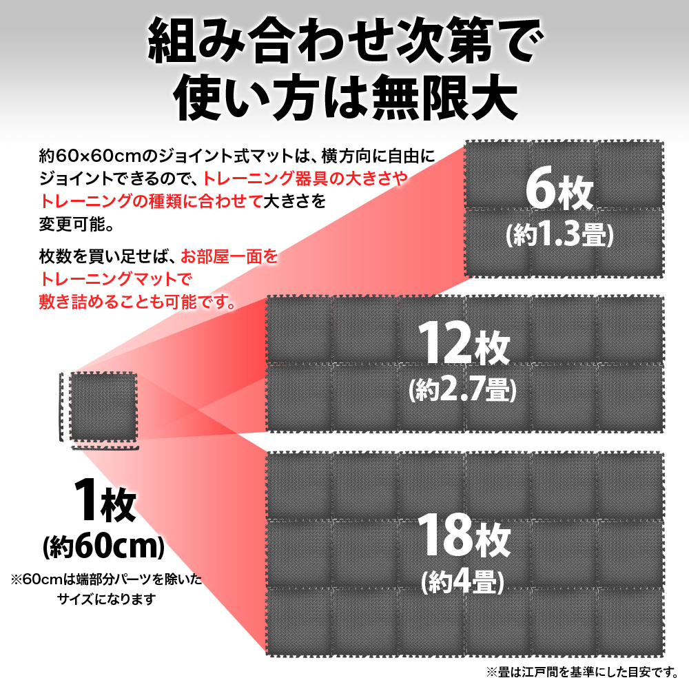 ジョイント トレーニングマット 60×60×1cm 大判 6枚セット 厚手