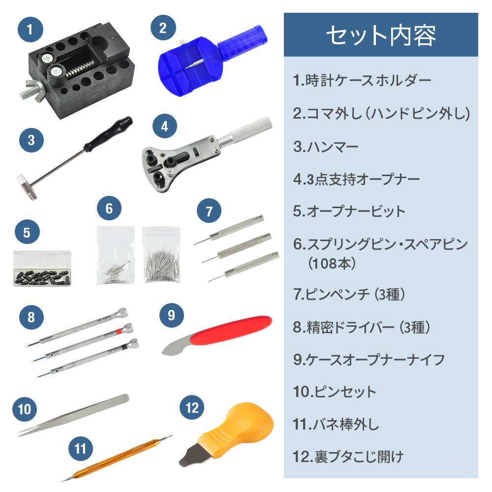 時計工具 裏蓋 オープナー ミニハンマー 時計修理工具セット プロ用