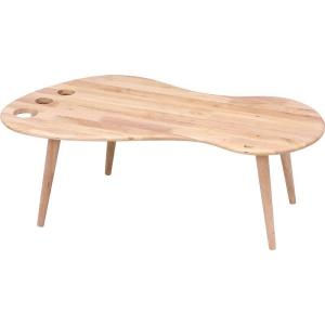 センターテーブル 豆型 ローテーブル 木製 おしゃれ リビングテーブル 円型 楕円 幅94cm 机 ...