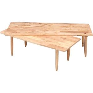 センターテーブル 木製 l字 ツイン ローテーブル 天然木 おしゃれ 長方形 ロータイプ リビングテ...