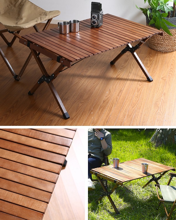 アウトドア テーブル 木製 折りたたみ 91×60cm ローテーブル 軽量 