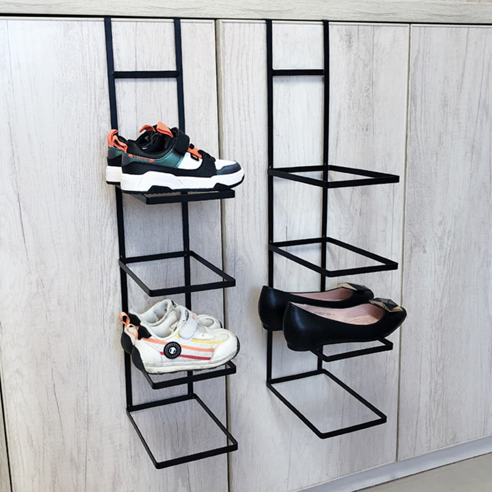 シューズラック スリム 引っ掛け式 4段 引っ掛け 薄型 下駄箱 玄関