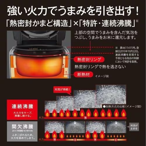 炭炊釜 三菱 炊飯器 5.5合炊き 低温調理 IH IHジャー 5.5合 1L 黒曜 月