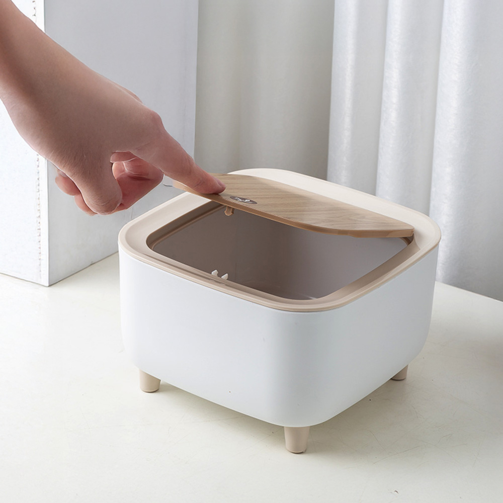 ゴミ箱 小型 木目調 ダストボックス ワンタッチ 卓上 ごみ箱 蓋 フタ