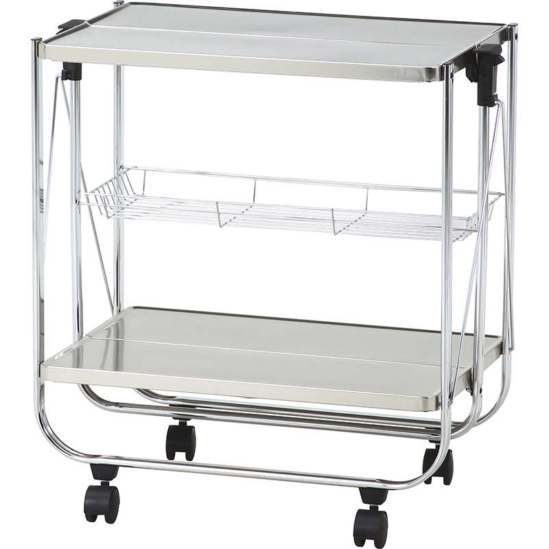 キッチン ワゴン キャスター付き ワンタッチ 折りたたみ