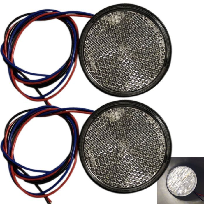 LEDリフレクター角形 レッド バイクカスタム ダブル発光 反射板 2個セット