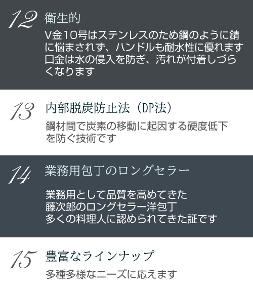 包丁　藤次郎　V金10号　口金付