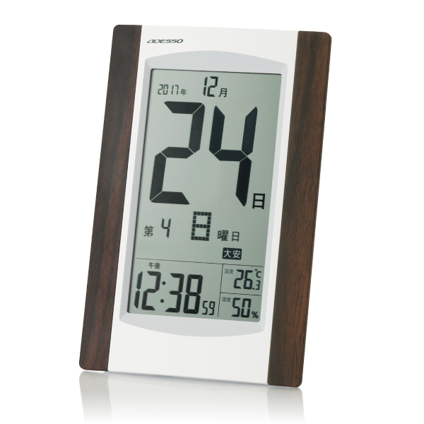 アデッソ（ADESSO） 電波時計 デジタルカレンダー 日めくり 温度計