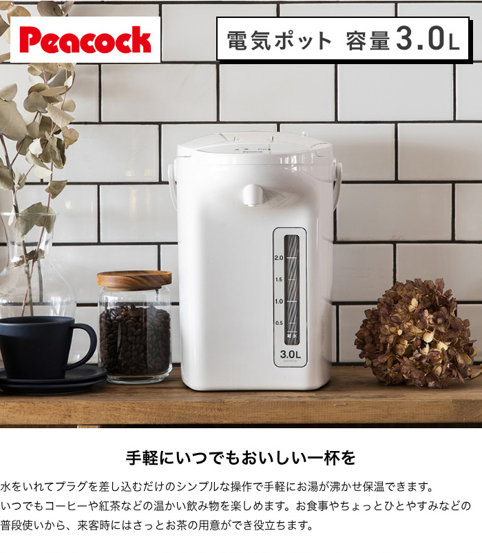 30日延長保証カード付き】 電気ポット 3L 保温 小型 ステンレス