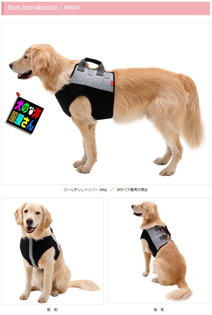中型犬 大型犬用 歩行補助ハーネス LaLaWalk 介助ベスト シックグレー