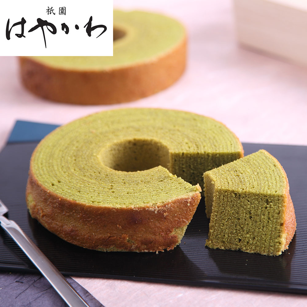 京都 祇園 割烹料亭はやかわ 宇治抹茶ばーむ 2個セット 木箱入り バウムクーヘン バームクーヘン 抹茶スイーツ お取り寄せ