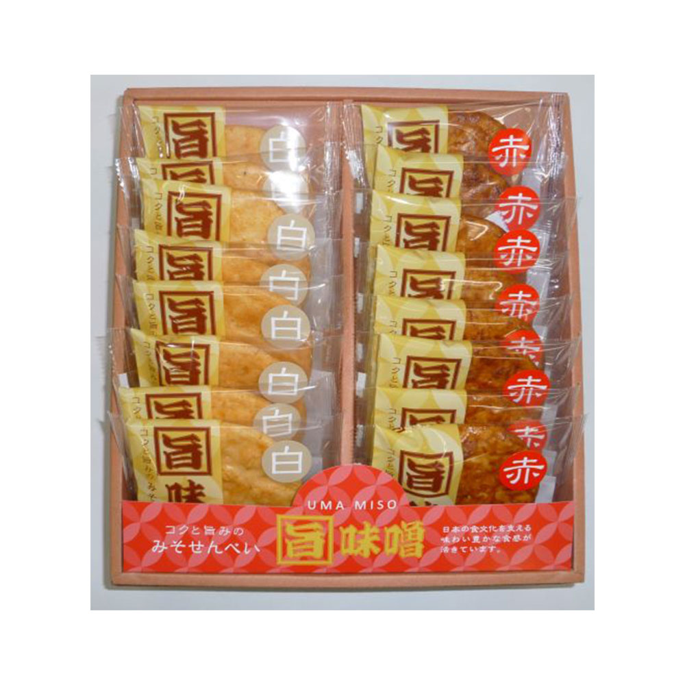 七越製菓 旨みそせんべい 16枚 赤みそ 白みそ 各8枚 味噌煎餅 おせんべい 和菓子 国産うるち米 詰め合わせ 埼玉 お土産