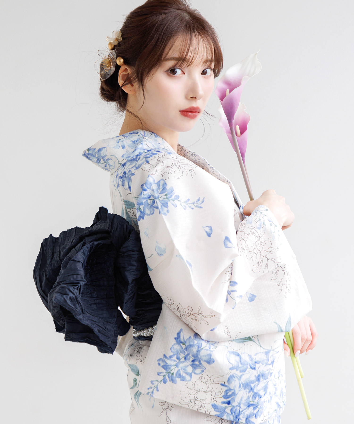 Dita 花柄浴衣・帯・草履セット Dita（ディータ） レディース 浴衣 セット 簡単（ゆかた・しわ兵児帯