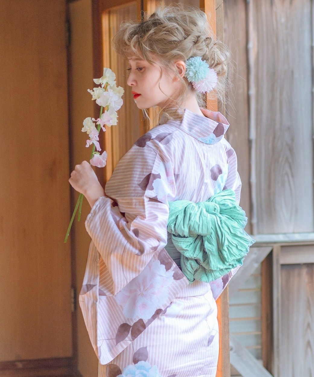 dita 生成り色地に紫陽花 dita 浴衣【生成り色地に紫陽花】