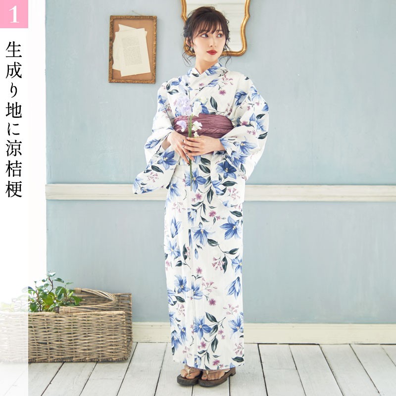 Dita レディース 浴衣 セット 簡単（ゆかた・しわ兵児帯・下駄