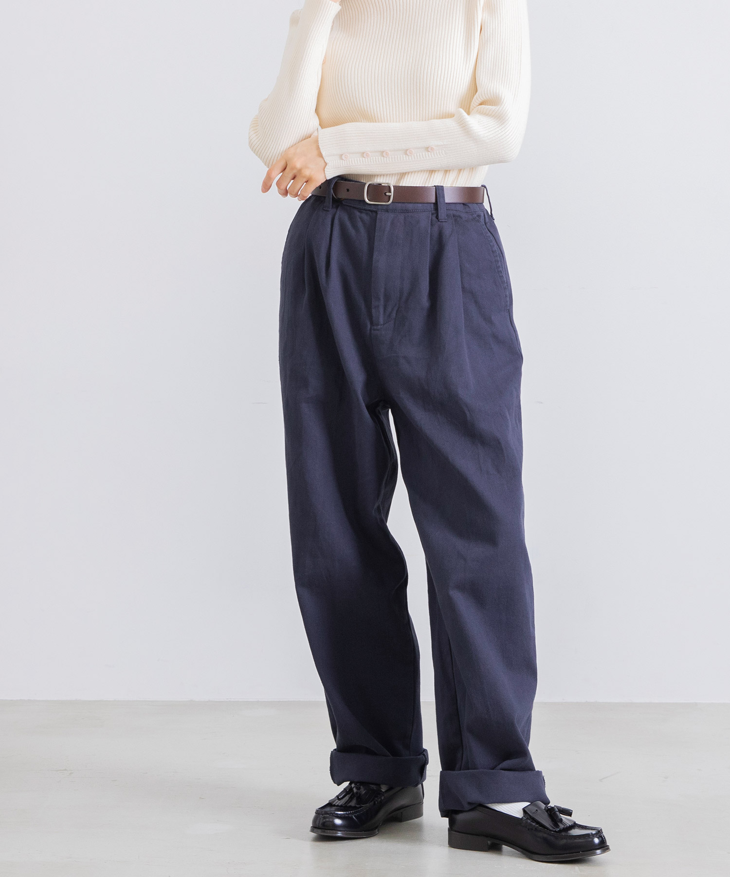 Dita（ディータ） チノパン レディース 黒 仕事用 ワイド テーパード