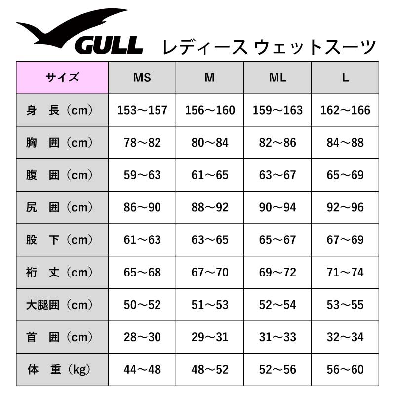 GULL レディース ウェットスーツ ガル GW-6674B ウエットスーツ