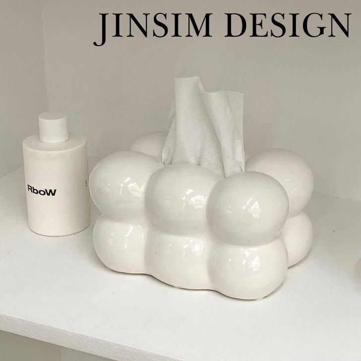 チンシムデザイン ティッシュボックス JINSIM DESIGN 正規販売店 Cloud Tissue Case わたぐも ボンボン ティッシュケース WHITE インテリア雑貨 8118192657 ACC