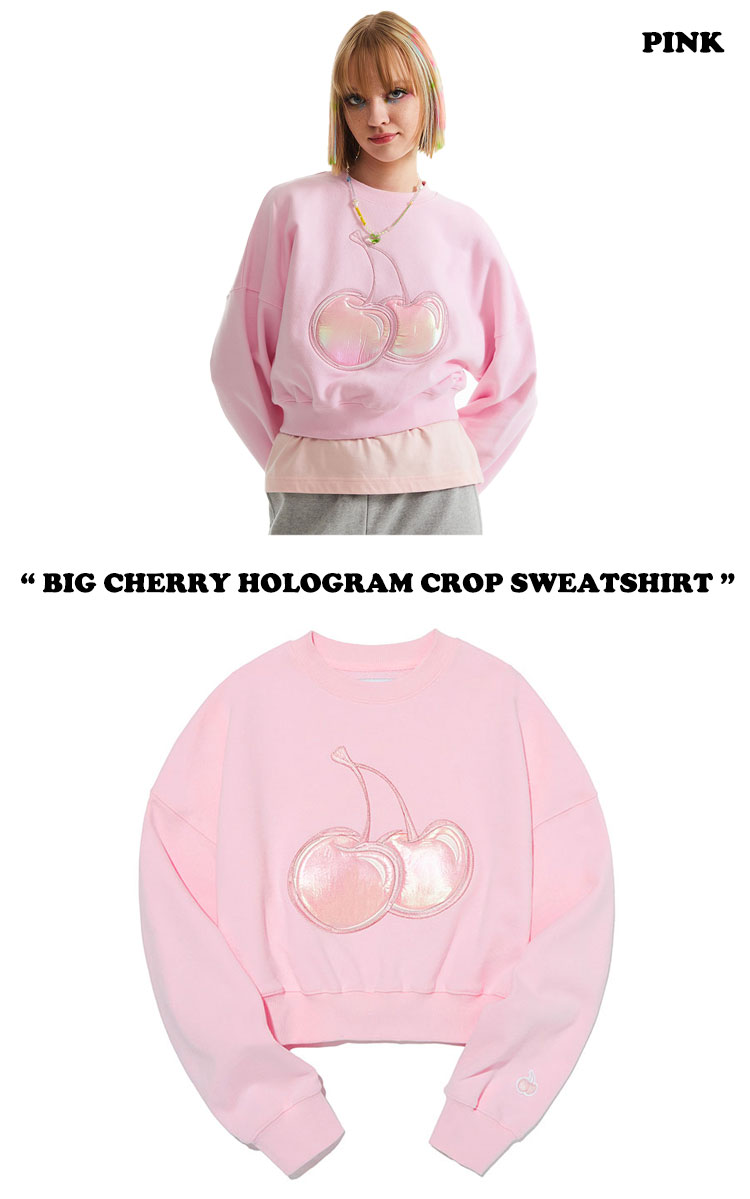 キルシー トレーナー KIRSH 正規販売店 BIG CHERRY HOLOGRAM CROP