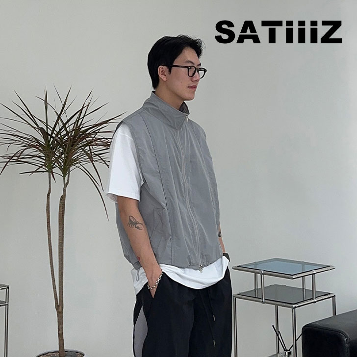 サティーズ ベスト SATIIIZ 正規販売店 Benit two-way nylon vest ベニット ツーウエー ナイロンベスト White Silver Gray Black satiiiz4403 ウェア