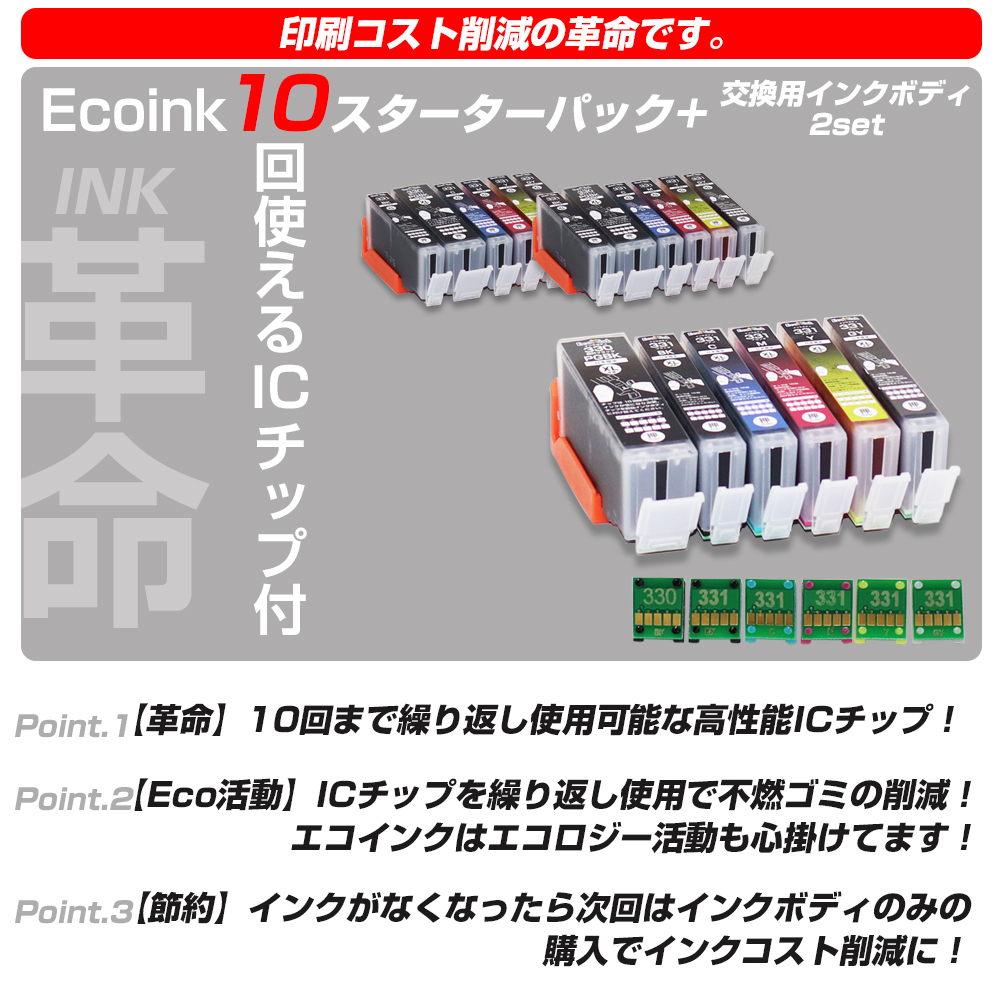 キヤノン BCI-331+330 / 6MP 大容量 6色セット Ecoink10