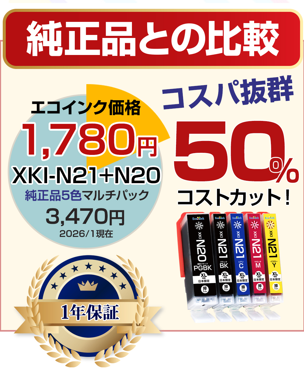 エコインク XKI-N21+N20/5MP 大容量 5色セット キャノン Canon 互換
