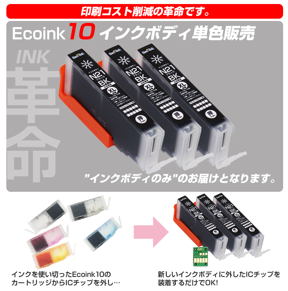 エコインク キヤノン インク Ecoink10 交換用インクボディセット XKI