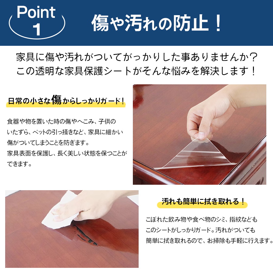 家具保護シート テーブル保護シート 10m 幅60cm 透明 保護シート 棚保護シート 貼ってはがせる 傷防止 汚れ防止 粘着 リメイクシート 傷対策 汚れ対策 キズ_3