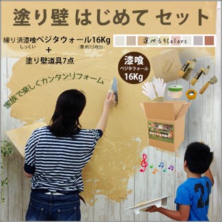 ベジタウォール 塗り壁はじめてセット DIY 漆喰＋道具7点