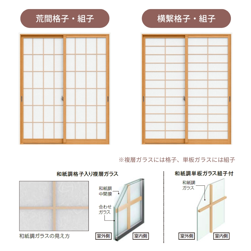 内窓 二重窓 インプラス 4枚建引き違い窓 和紙調単板ガラス5mm組子付 W4001〜5000×H601〜1000mm LIXIL リクシル 引違い窓 二重サッシ 断熱 窓 リフォーム DIY_2