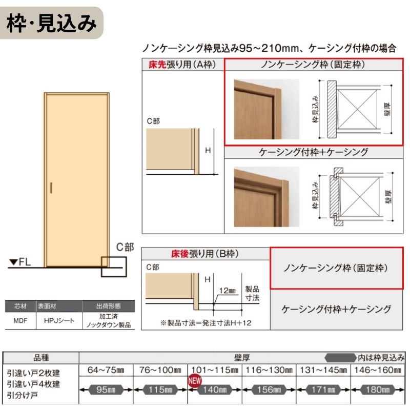 LIXIL 室内引戸 引分け戸 ラシッサS ノンケーシング枠 Vレール方式 LGA ガラスタイプ 3220 W3253×H2023mm リクシル 建具 交換 リフォーム DIY
