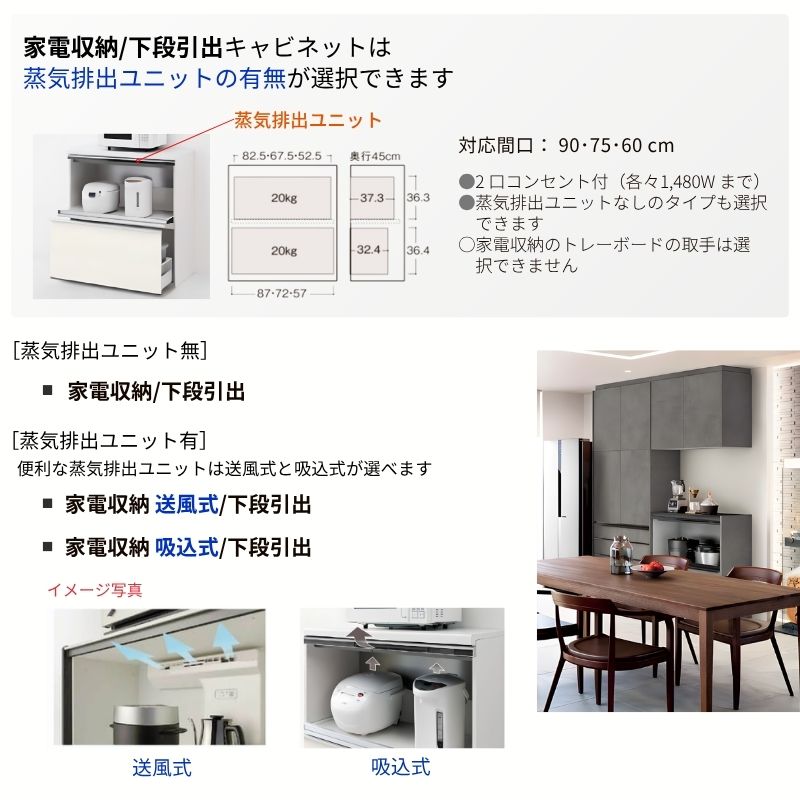 26年新モデル カップボード ノクト 食器棚 間口195cm(75+60+60)cm 壁付