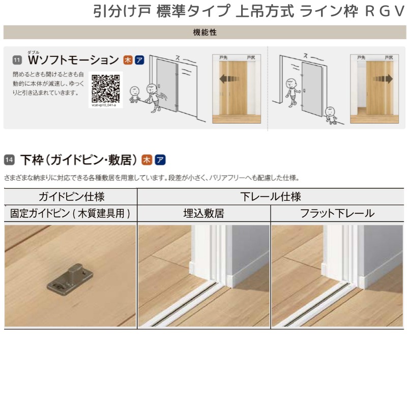 室内引戸 引分け戸 上吊方式 ライン枠 RGV ラフィス アクリル系パネル 3224 リクシル LIXIL Raffis 建具 交換 リフォーム DIY_8