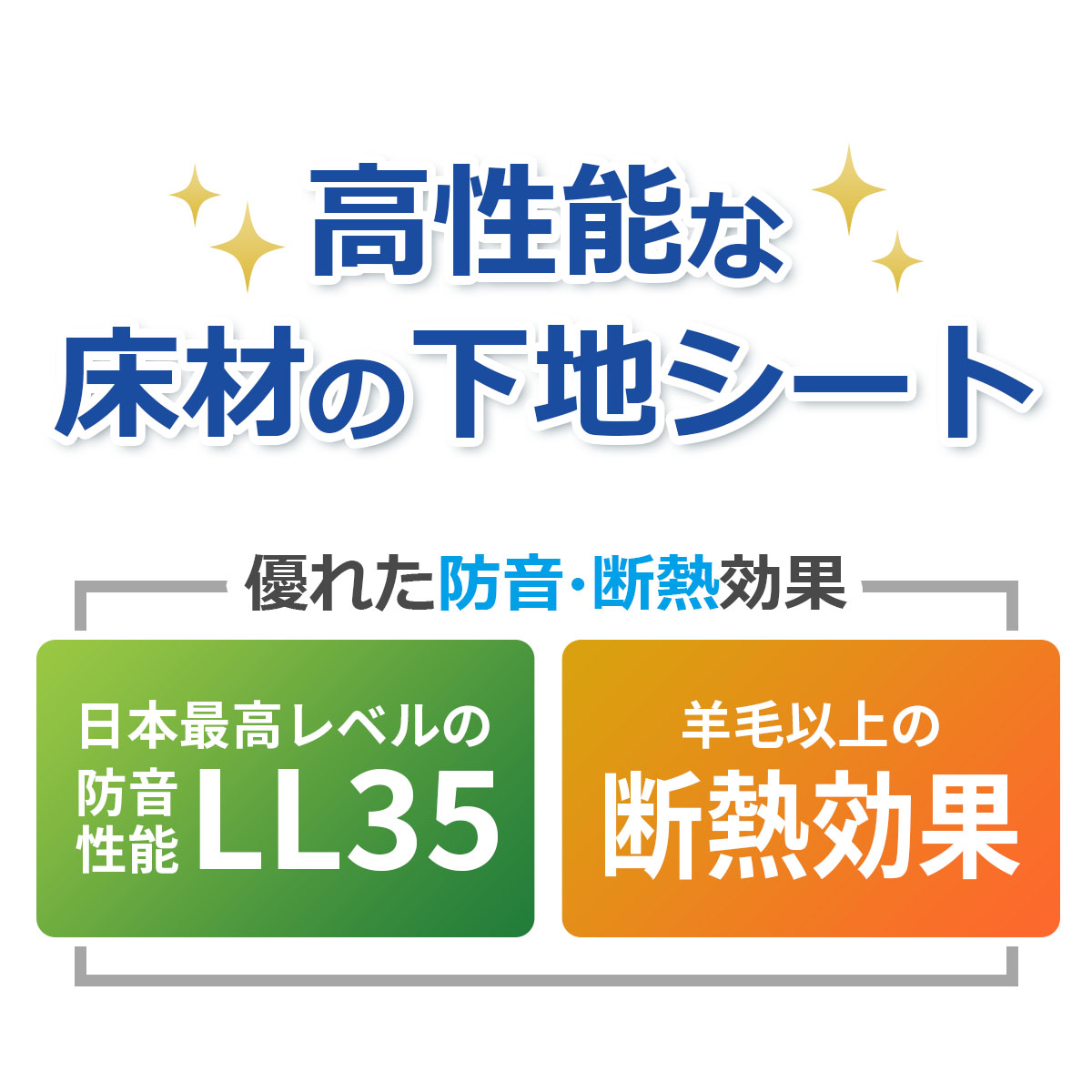 高性能な床材の下地シート　優れた防音・断熱効果　日本最高レベルの防音性能ll35 羊毛以上の断熱効果