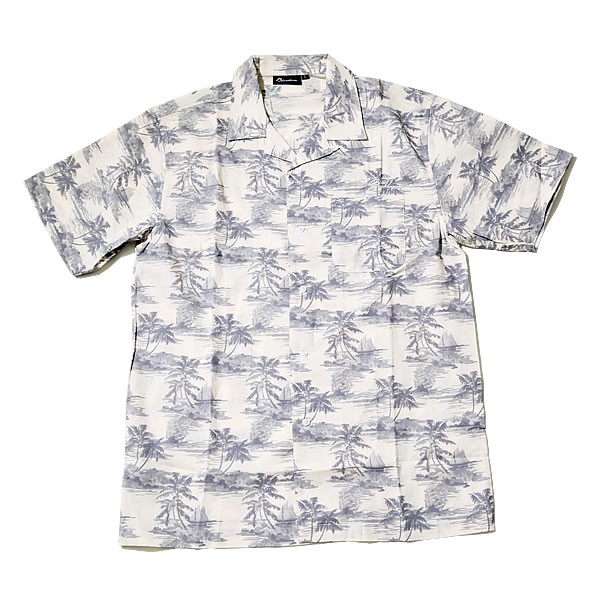 アロハシャツ メンズ ブランド 総柄 半袖 開襟 オープンカラー 灰 青 大きいサイズ