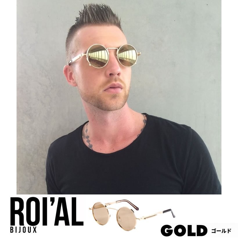 ROIAL BIJOUX サングラス メンズ ブランド おしゃれ ラウンド型 カラーレンズ ミラー 眼鏡 メガネ アイウェア
