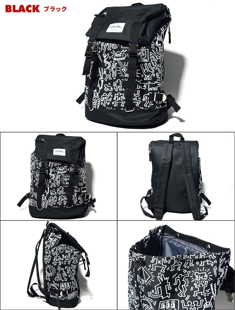 Keith Haring キースヘリング バックパック メンズ ブランド 大容量 リュックサック 通学 おしゃれ 学生 アウトドア スポーツ バッグ 黒