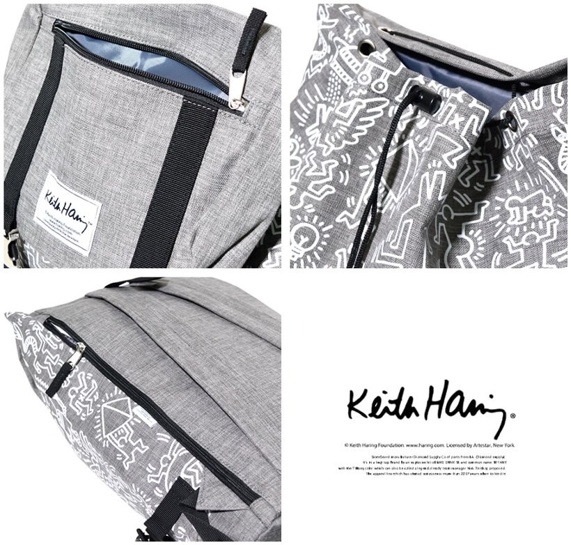 Keith Haring キースヘリング バックパック メンズ ブランド 大容量 リュックサック 通学 おしゃれ 学生 アウトドア スポーツ バッグ 黒