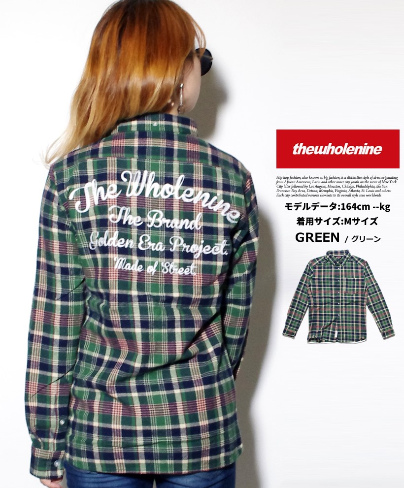 カジュアルシャツ メンズ 長袖 ネルシャツ チェック柄 the whole nine ストリート アメカジ ファッション 春