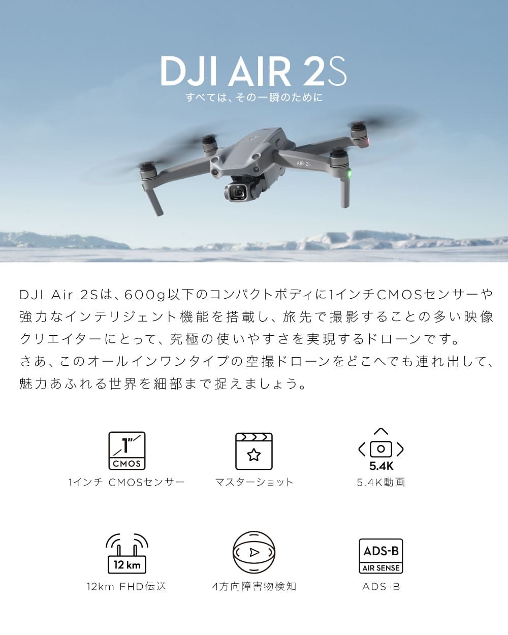 ドローン DJI AIR 2S Fly More Combo コンボ 保証プラン1年版無償付帯 