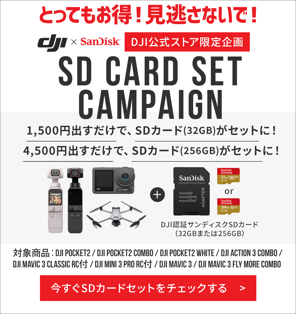 公式限定SDカードセットでお得 DJI Action 3 Standard Combo 32GB