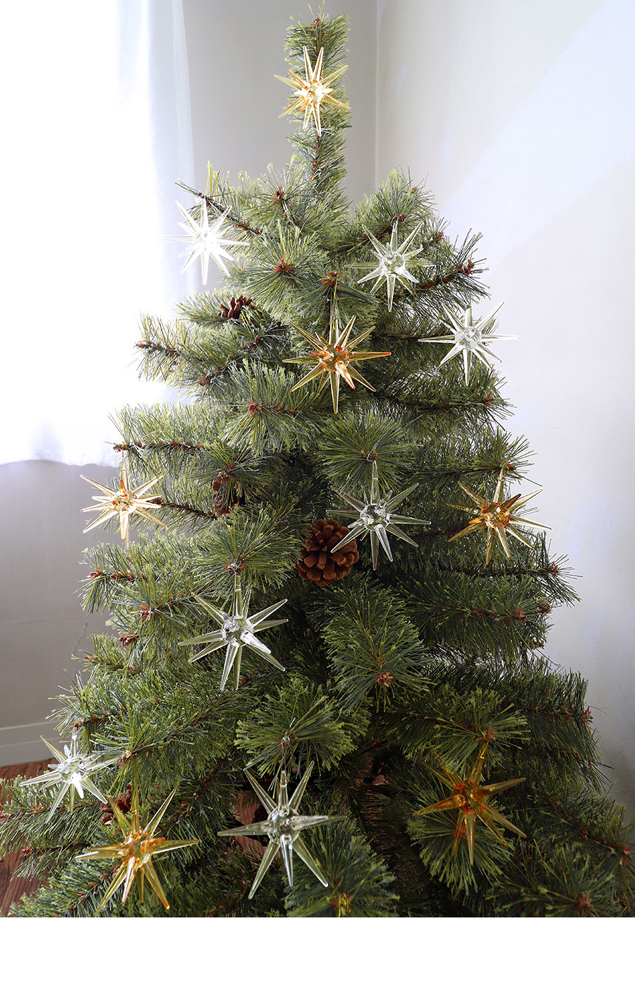 ベツレヘムの星 1個 クリスマス オーナメント クリスマスツリー アルザス 落としても割れないアクリル製 クリア ゴールド クリスタル 柊
