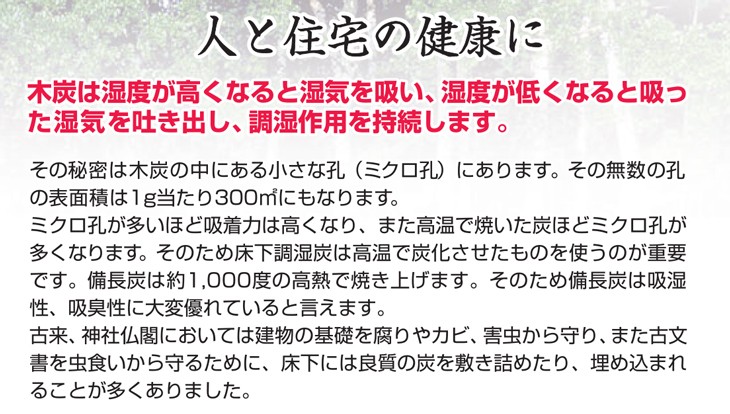 床下調湿用 備長炭 網目袋入り 4ケース（15kg/ケース）送料無料